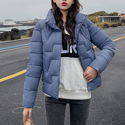

Toponeto Women Outerwear Solid Long Sleeve Hooded Pockets Cotton-padded Coat