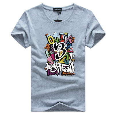 

Mens Cotton T-shirt Letters Printed Casual Fashion T-shirt Mens Outdoor Fun Fitness T-shirt Street Hip-hop Clothing