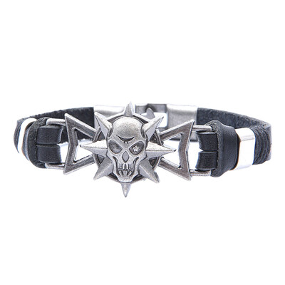 

New Man High Quality Leather Rope Skull Fashion Bracelet Style Europe Skull Head Head Novelty Hand