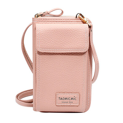 

Leisure Solid Color Faux Leather Women Shoulder Bag Cash Card Holder Phone Pouch