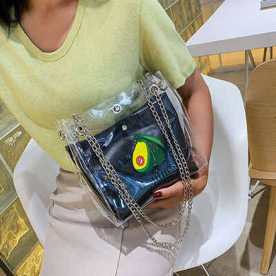 

Summer small fresh bucket bag Messenger bag female bag 2019 new fashion transparent bag wild ins chain bag