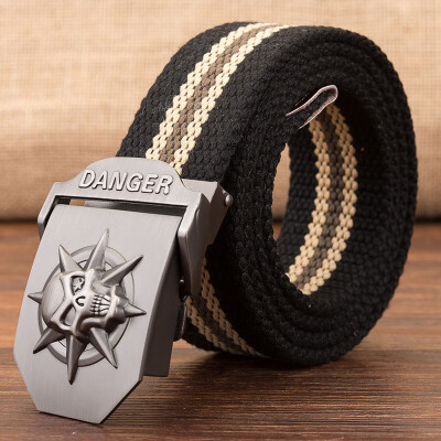 

Trend new Automatic Buckle Unisex belt Stripe Canvas Weaving Multifunction Men belt casual youth student belt