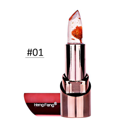

3 Fruit Flavors Gold Flower Lipstick Temperature Changed Lip Balm Moisturizer Lips Makeup Crystal Jelly Lipstick