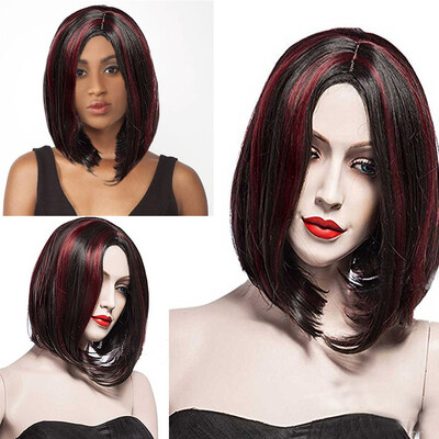 

〖Follure〗Women Short Straight Wine Synthetic Hair Wigs Womens Fashion Syntheic Wig