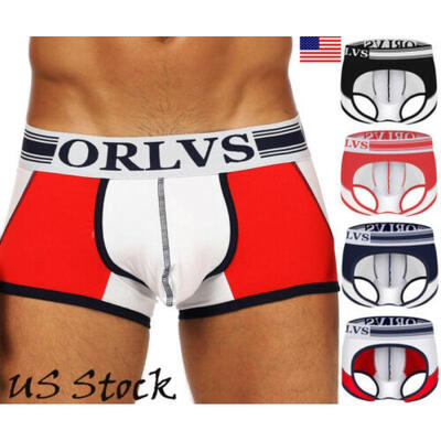 

Sexy Mens Gay Open Back Low Waist Jockstrap Underwear Panty Cotton Boxer Brief