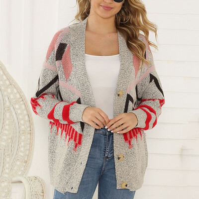 

〖Follure〗Women Casual Patchwork Button Long Sleeve Knitted Sweater Loose Cardigan
