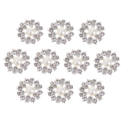 

10pcs Handmade Round Pearl Rhinestones Button Clothing Decorative Accessory