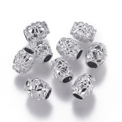 

Cadmium Free & Nickel Free & Lead Free Unfading Alloy European Beads Large Hole Barrel Beads Silver 9x8mm Hole 4mm