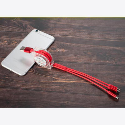 

3 In 1 USB Charging Cable Charger Retractable Data Sync Cord With Type C Micro USB Lightning For IOS IPhone Android - 1m