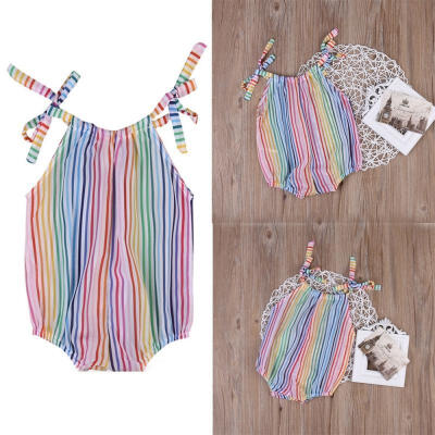 

Lovely Infant Baby Girl Rainbow Stripe Bodysuit Romper Jumpsuit Outfits Clothes