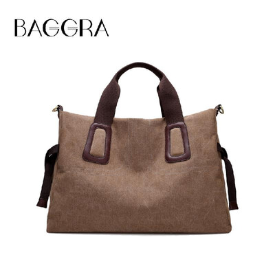 

WomenCanvas Handbag Casual Large Capacity Tote Bag Solid Color Messenger Crossbody Shoulder Bag