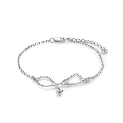 

Creative Stethoscope Bracelet Fashion Medical Jewelry Gift for Nurse Doctor Medical Student Silver Plated Stethoscope Jewelry