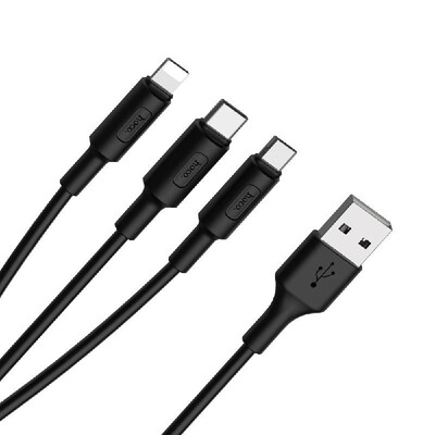

hoco X25 3in1 USB Charger Cable for iPhone X876s5s Samsung Huawei for Applefor Andriod Type C Micro USB Sync Data Charging C