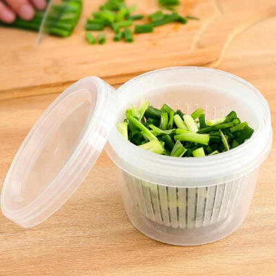 

Greensen Round Drain Sealed Storage Box Transparent Food Containers Refrigerator Kitchen Organizer