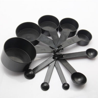 

10PcsLot Black Plastic Measuring Spoons Cups Set Tools For Baking Coffee Tea