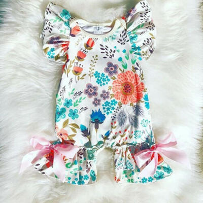 

UK Newborn Baby Girl Flower Ruffle Romper Bodysuit Jumpsuit Outfit Clothes 0-24M