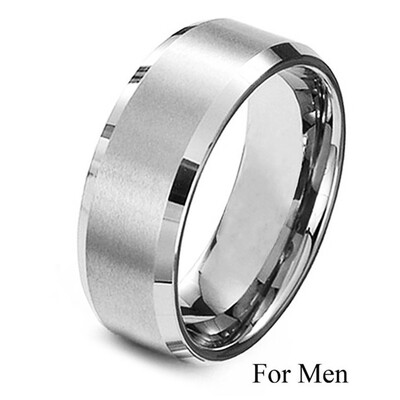 

His&Hers Couple Ring Princess Wedding Ring Set Beveled Edge Wedding Band