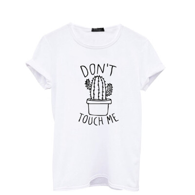 

DONT TOUGH ME Cactus T shirt Women Casual Summer Tshirts Femme tops & tees Vintage Black White T-shirt Women