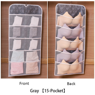 

Wall Door Hanging Storage Bag Hangers Pockets Dual Sided Underwear Bra Socks Sorting Bag Rack Closet Wardrobe Storage Bag