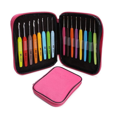 

16pcsset Soft Handle Colorful Aluminium Crochet Hooks Knitting Needles Kit