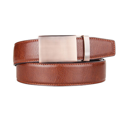 

BPSTAR Mens Automatic Buckle Genuine Leather Mens Ratchet Holeless Belt Business High Quality Mens Real Belt for Pants