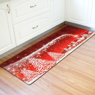 

Christmas Wood Grain Pattern Water Absorption Area Rug Kitchen Mat