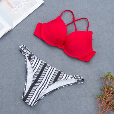 

Saidsome Women Flower Print Bikinis Set Beachwear Set Push Up Sling Swimsuit Swimmer