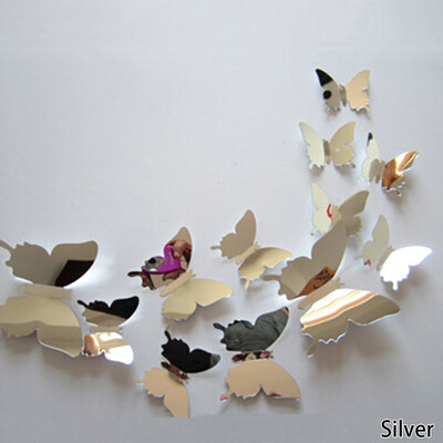 

Butterfly DIY 3D Art Silver Acrylic Mirror Wall Sticker Home Decoration Fashionable
