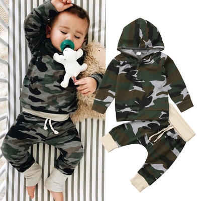 

2Pcs Toddler Infant Kid Baby Boys Camouflage Clothing T-shirt TopsPants Outfits
