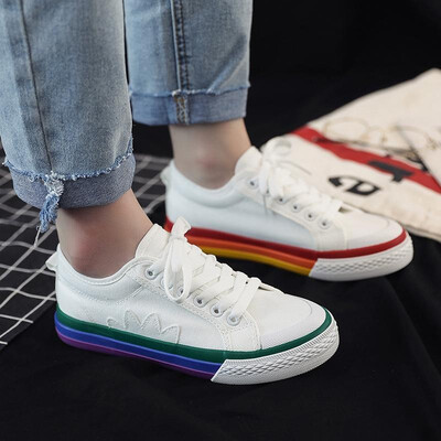 

Canvas shoes female 2019 new summer net red Korean version ulzzang wild students flat white ins tide shoes white 40