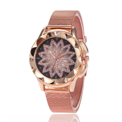 

Elegant Women Crystal Quartz Wrist Watches Lady Fashion Casual Rose Gold Watch Gifts