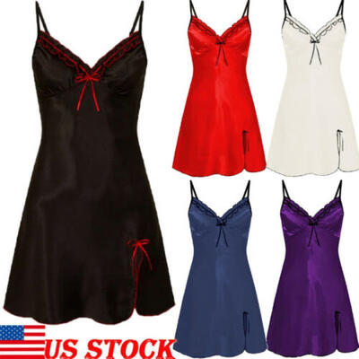 

Women Sexy Sleepwear Nightgown Satin Silk Babydoll Silk Robes Night Sleep Dress
