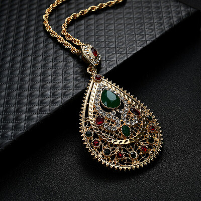 

Women Middle East Arab Moroccan-style Rhinestone Charm Pendant Necklace Gift