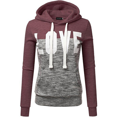 

Womens Casual Contrast Color Contrast Long Sleeve Hoodie Fashion Sweatshirt