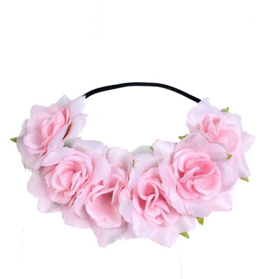 

〖Follure〗Large Rose Flower Forehead Hair Headband Hair Crown Summer Festival Garland