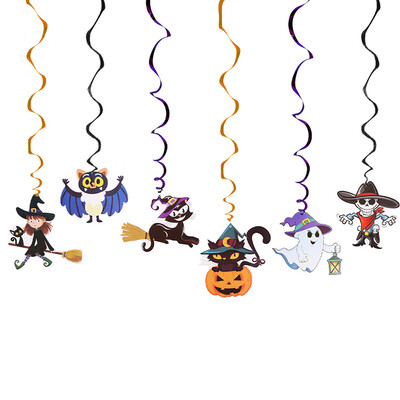 

Halloween Hanging Decorations Supplies Creative Pumpkin Ghost Witch Bat Spider Hanging Spiral Ornament