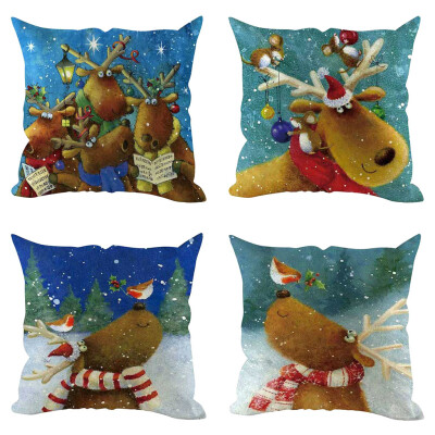 

Siaonvr 4Pcs Christmas Pillow Cover Pillowcases Decorative Sofa Cushion Cover Decoration