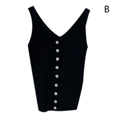 

Women Fashion Concise Slim Fit All-match Solid Color Sleeveless V-neck Comisole
