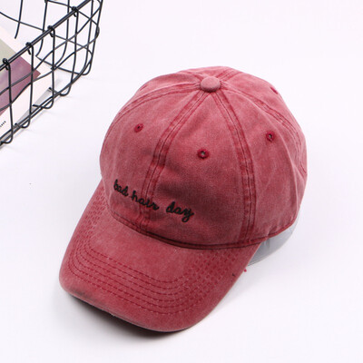 

chic style fashion retro water wash love embroidered baseball hat womens summer sun hat soft top duck tongue elbow hat