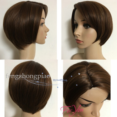 

FZP Celebrity Style New Stylish Light Brown Short Straight Africa American wigs Synthetic Ladys Hair Wigs Full Wig