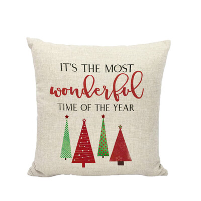 

Tailored Happy Christmas Pillow Cases Linen Sofa Cushion Cover Home Decor Pillow Case