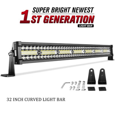 

Tri-Row 32" inch 600W Curved LED Light Bar Spot Flood Combo BOAT Bus Marine