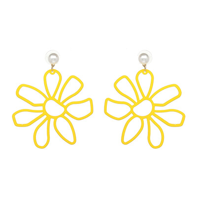 

AOTEMAN 6 colors 2019 new Cute Sipmle Daisy Earrings Trendy Big Metal Flower Statement Dangle Earrings For Women Wedding Brincos