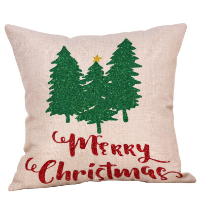 

Tailored Christmas Pillow Case Glitter Cotton Linen Sofa Throw Cushion Cover Home Decor