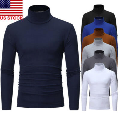 

USA Mens Winter Warm Cotton High Neck Pullover Jumper Sweater Tops Turtleneck