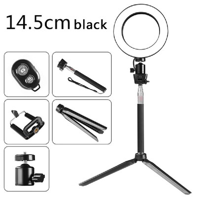 

DC5V 5W 64 LED Ring Light Round Selfie Camera Lamp with Telescopic Tripod Cellphone Holder BT Connected Remote Control 160MM Dia