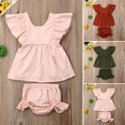 

AU Newborn Infant Toddler Baby Girl Ruffle Tops Dress Harem Shorts Pants Clothes