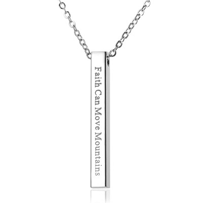 

Custom Personalized Vertical Bar Necklace Four Sides Engraved Date Name Pendant Necklace for Women Men Birthday Anniversary Gift