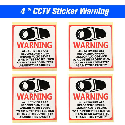 

4pcslot 8080MM Decal Sticker Warning Board 24HR CCTV Camera Security Waterproof Camera Alarm Sticker Warning Decal Signs