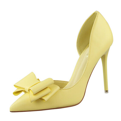 

Rose Women Pumps Sweet Bowknot High Heels Shoes Sexy Thin Pointed Single Shoes